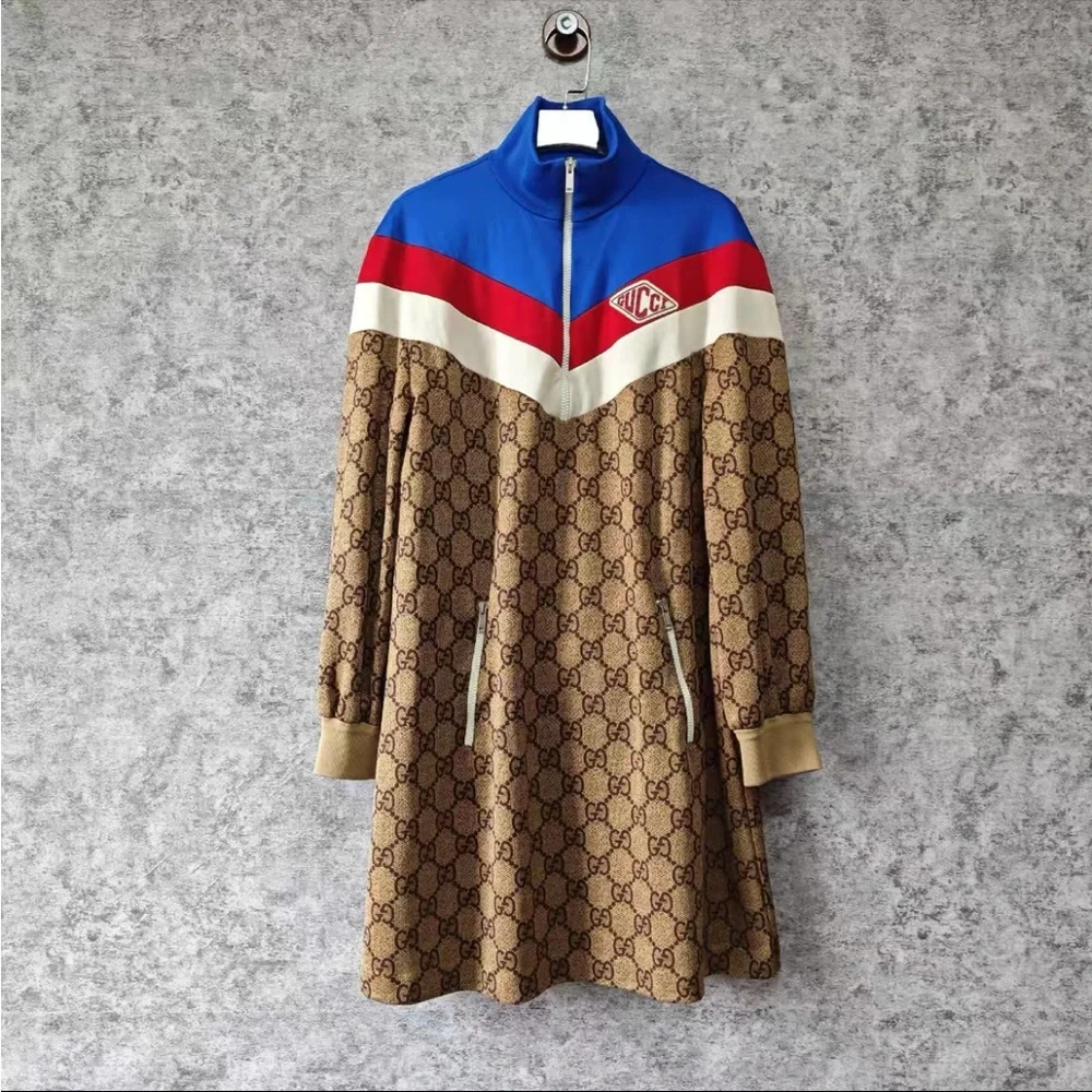 🚩steal authentic Gucci Women's Blue and Brown Bomber Jacket - Picture 1 of 5